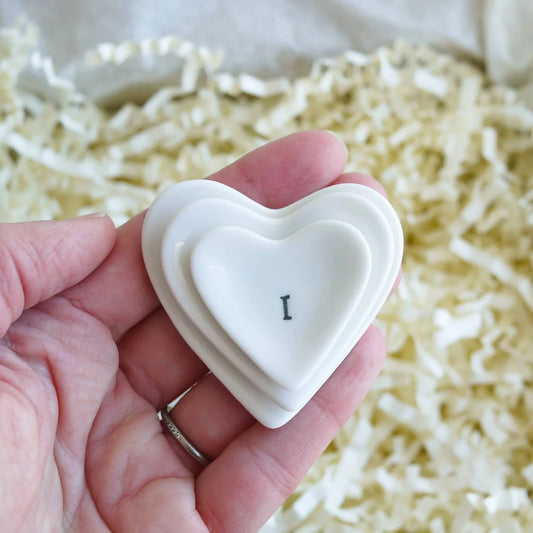 10th Tin Wedding Anniversary Gift Heart & Ring Dishes