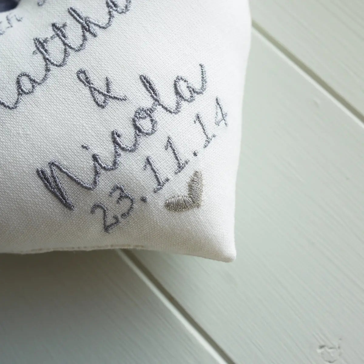 10th Tin Wedding Anniversary Embroidered Heart