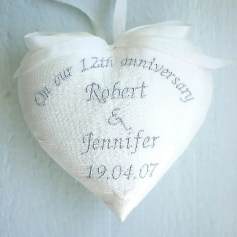 12th Silk Anniversary Gift Heart and Trio of Bowls