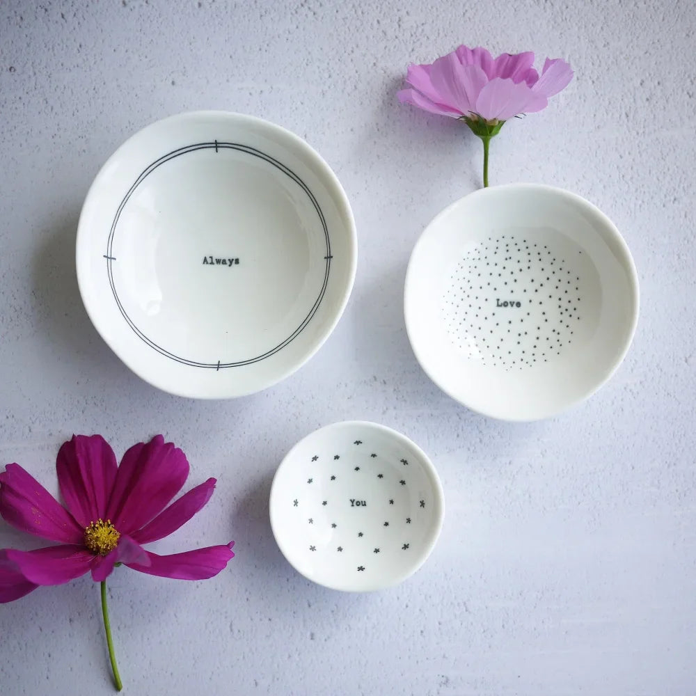 12th Silk Anniversary Gift Heart and Trio of Bowls