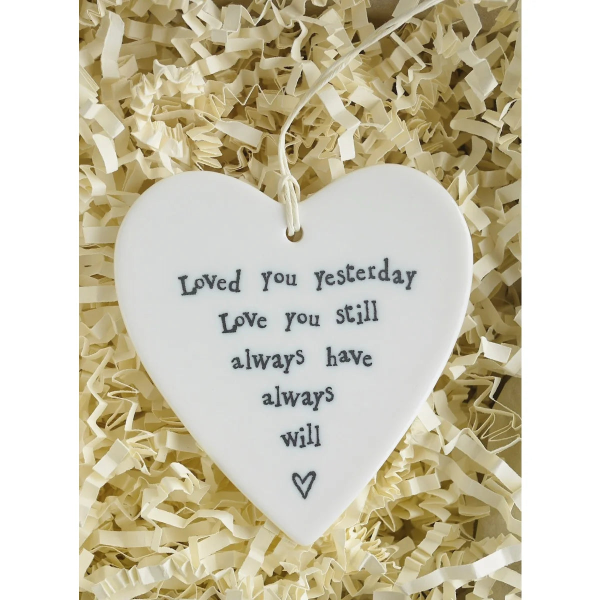 12th Silk Anniversary Gift Heart with Porcelain Heart