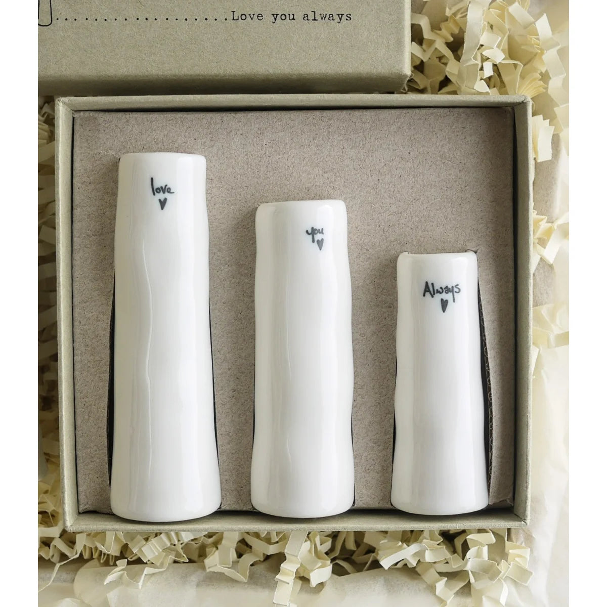 12th Silk Anniversary Gift Heart with Trio of Bud Vases