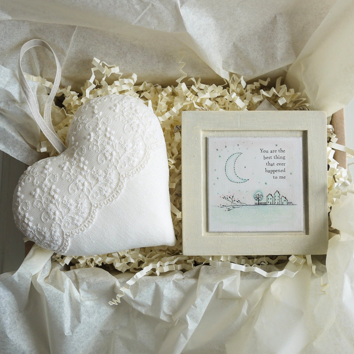 13th Lace Anniversary Embroidered Heart Gift