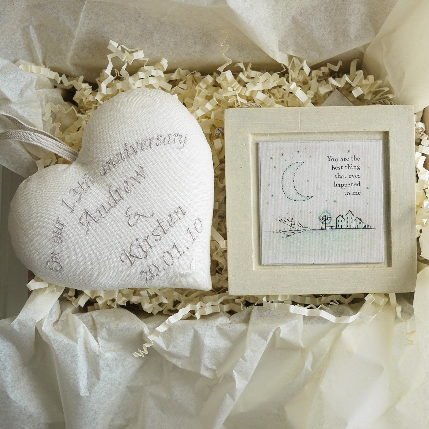 13th Lace Anniversary Embroidered Heart Gift