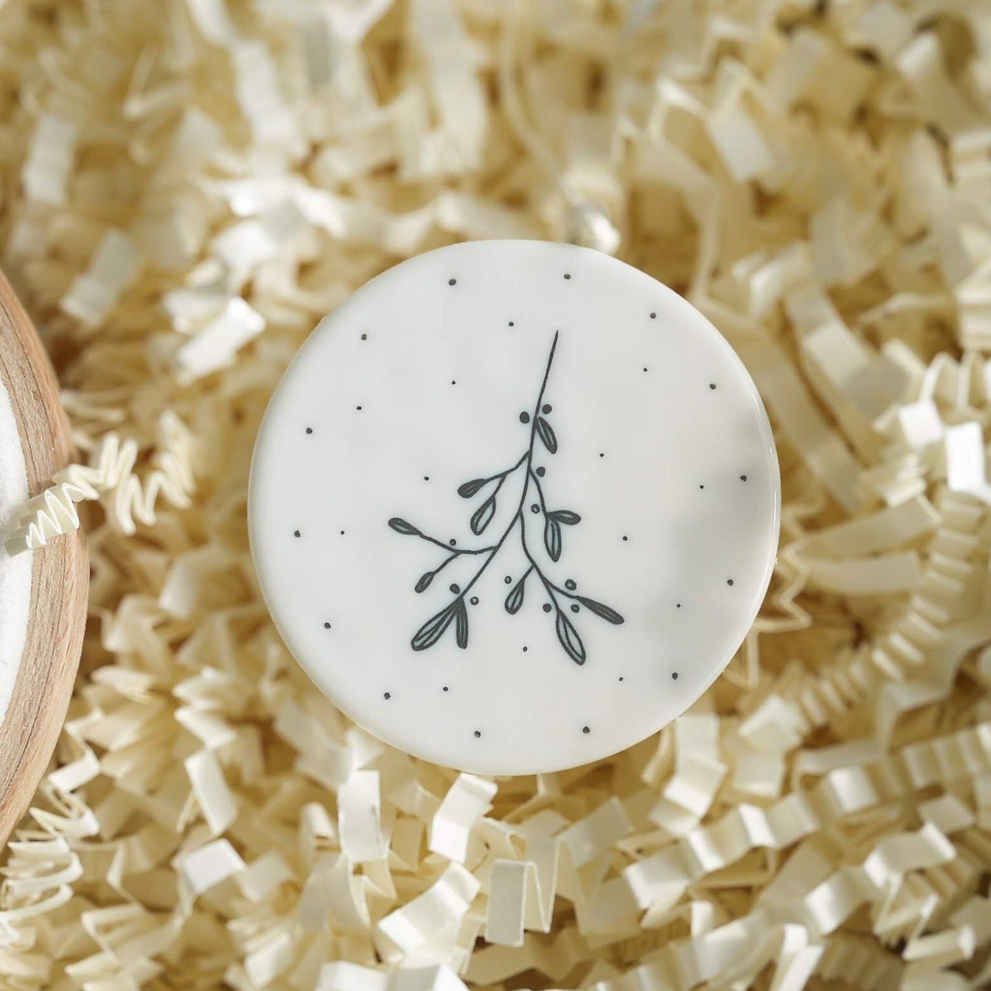 1st Christmas Mr and Mrs Gift - Mistletoe Hoop with Porcelain Bauble