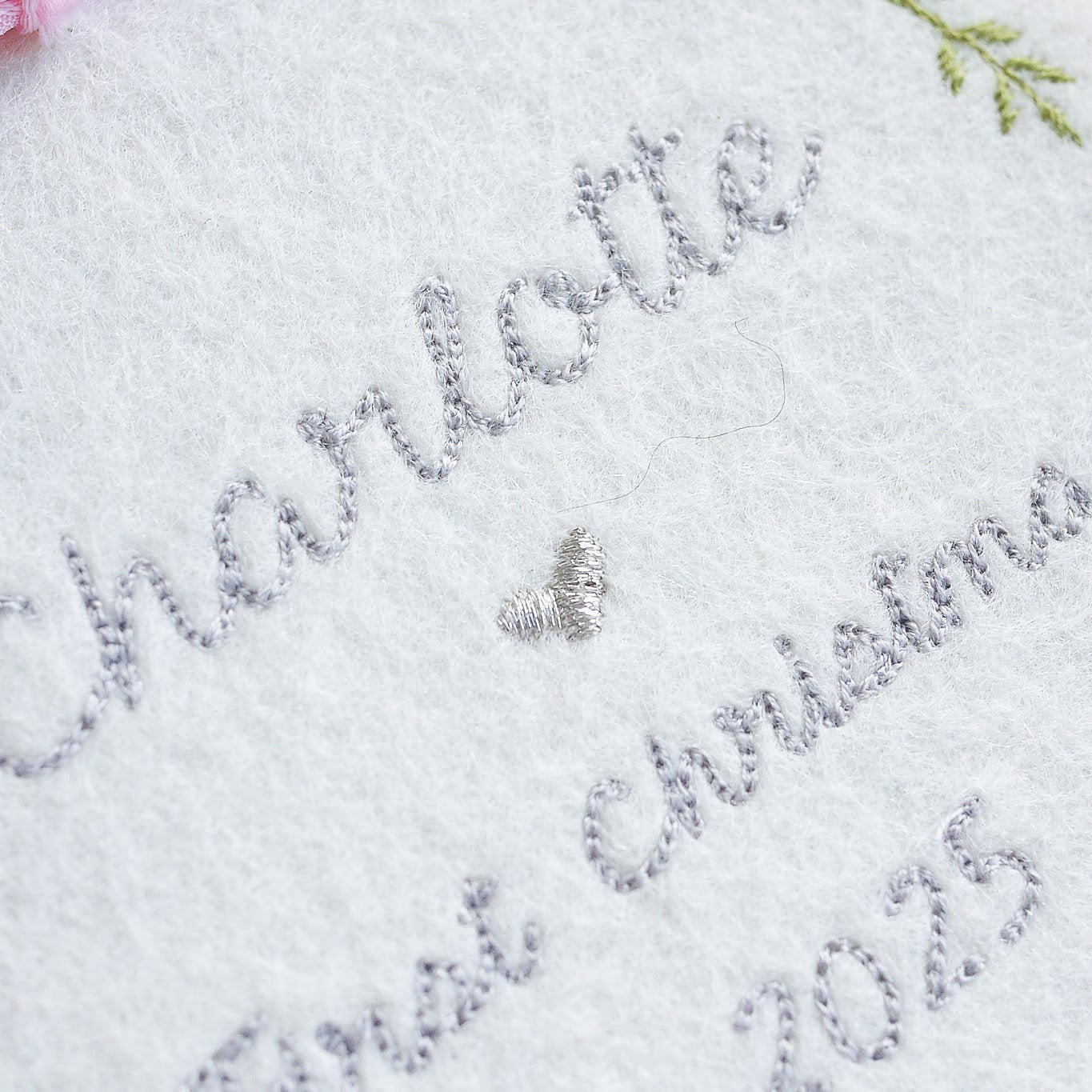 1st Christmas Tree Decoration - embroidered new baby gift