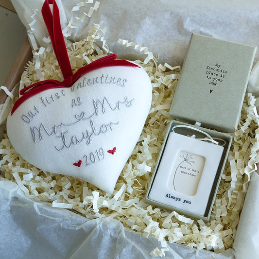 1st Valentines as Mr & Mrs Personalised Heart with Tiny Photo Frame