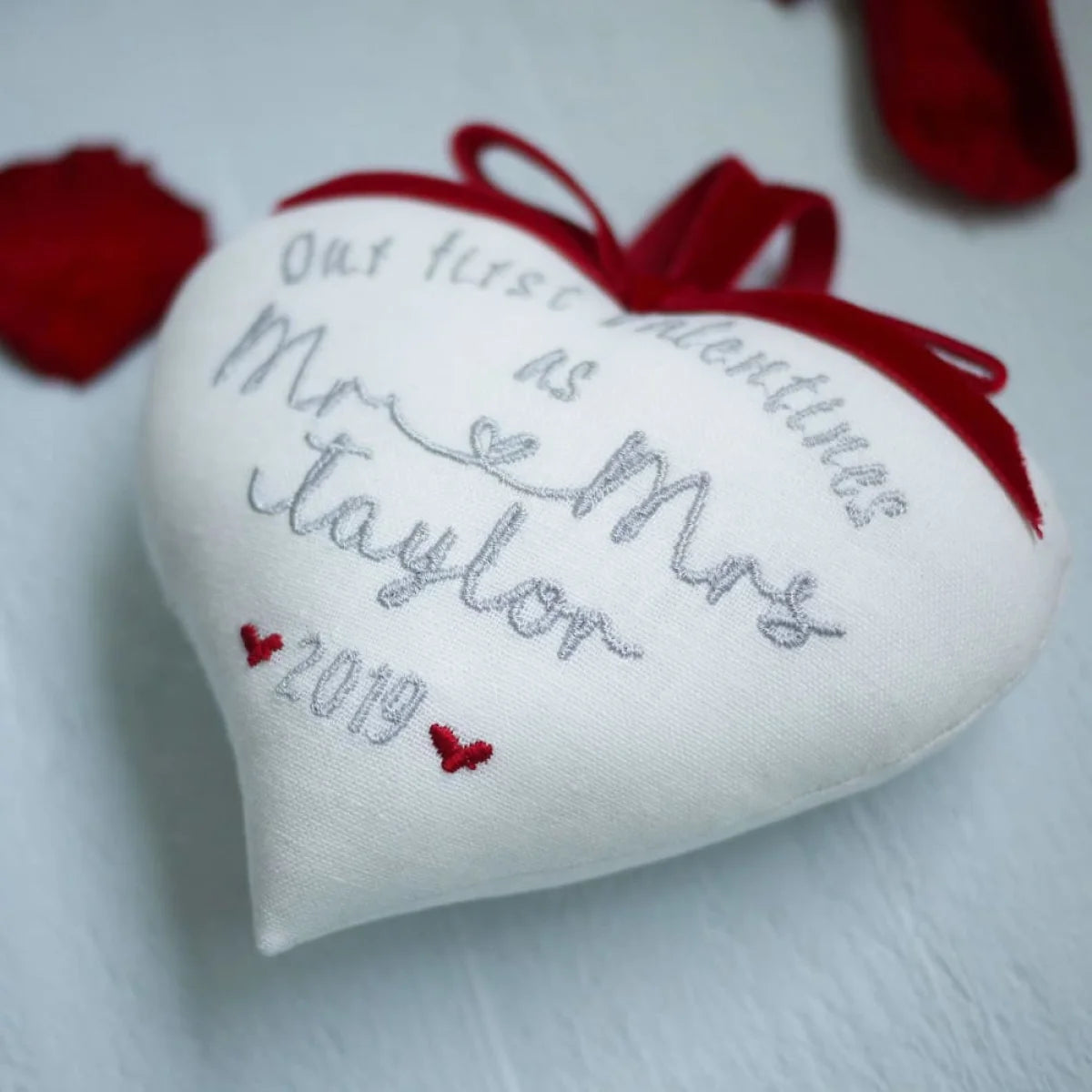 1st Valentines as Mr & Mrs Personalised Heart with Tiny Photo Frame