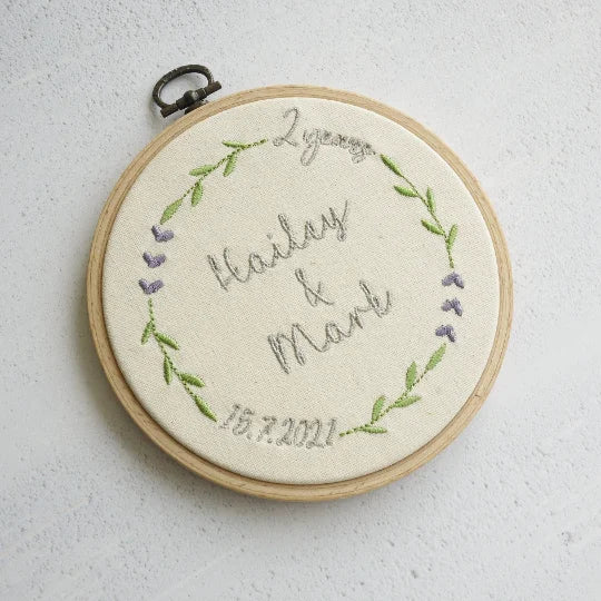 2nd Anniversary Embroidered Plaque 2nd Cotton Anniversary Gifts