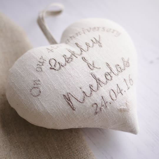 4th Anniversary Gift Heart with Porcelain Heart
