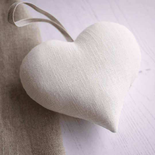 4th Anniversary Embroidered Linen Heart with Porcelain Star