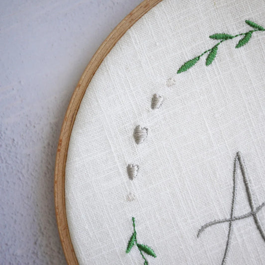 4th Linen Anniversary Embroidered Hoop