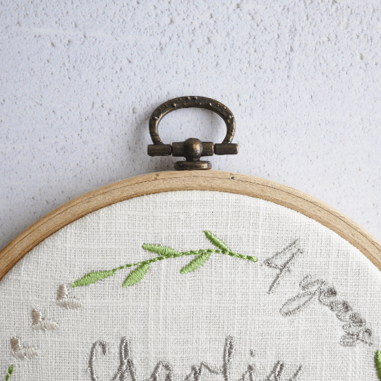 4th Linen Wedding Anniversary Embroidered Hoop