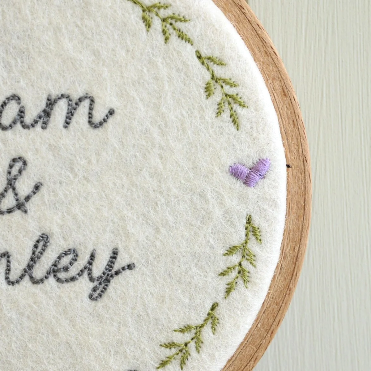 7th Wool Anniversary Gift Personalised Embroidered Hoop