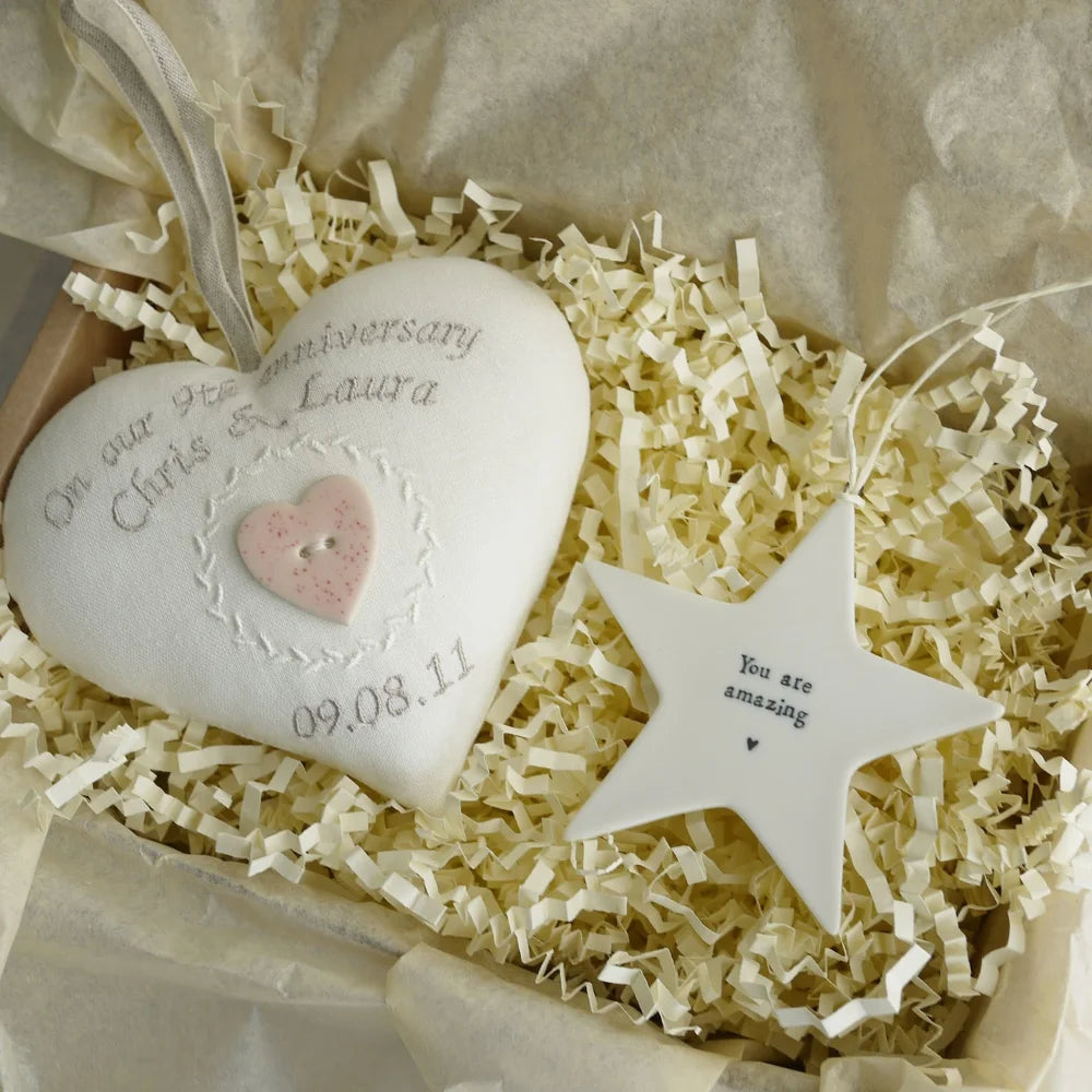 9th Wedding Anniversary Gift Heart and Ceramic Star