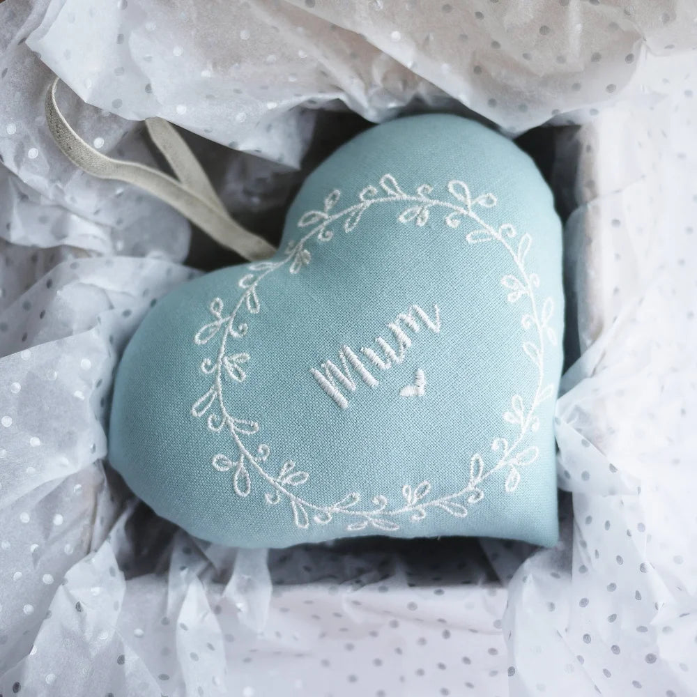 Personalised Embroidered Mothers Day Gift Heart Set