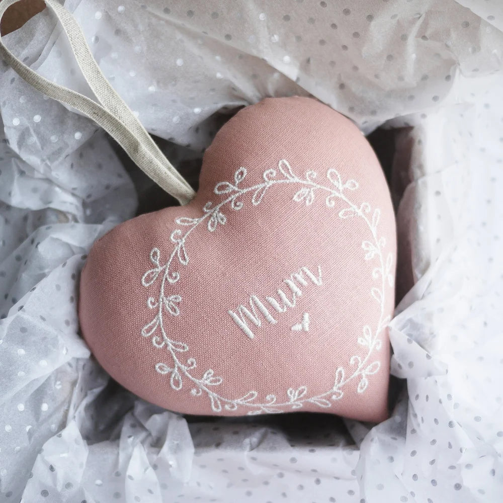 Personalised Embroidered Mothers Day Gift Heart Set