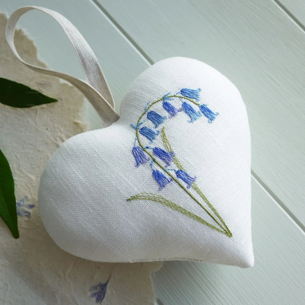 Embroidered Bluebell Flower Gift Heart