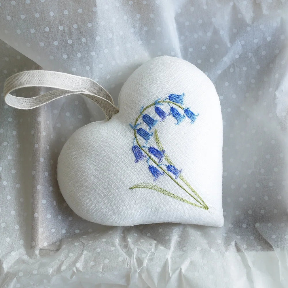 Embroidered Bluebell Flower Gift Heart
