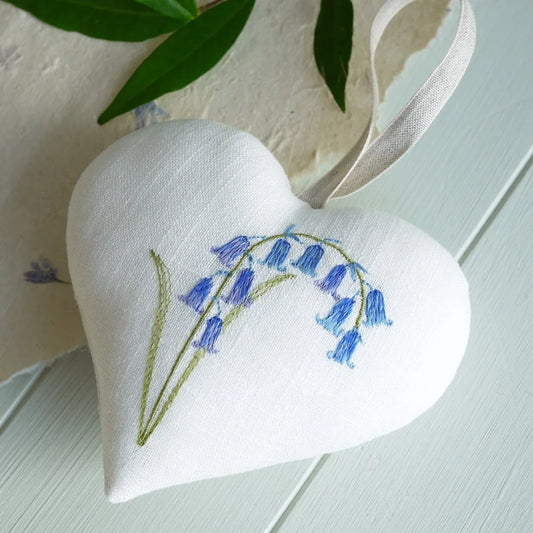 Embroidered Bluebell Flower Gift Heart