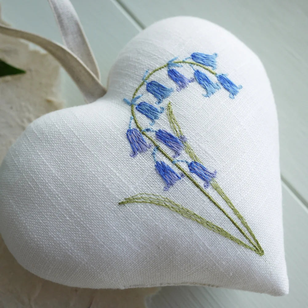 Embroidered Bluebell Flower Gift Heart