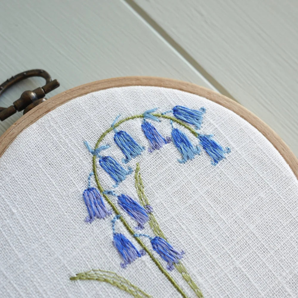 Bluebell Themed Embroidered Flower Hoop