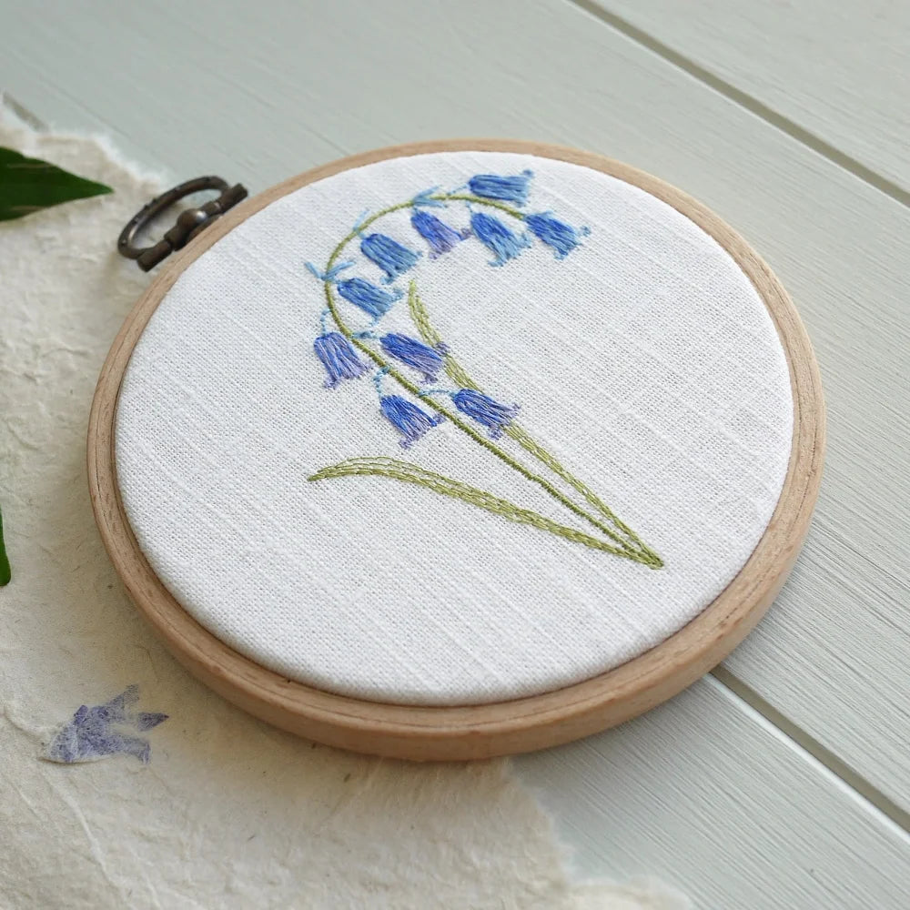 Bluebell Themed Embroidered Flower Hoop