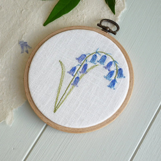 Bluebell Themed Embroidered Flower Hoop