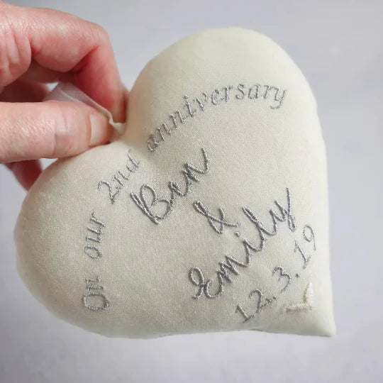 2nd Anniversary Personalised Gift Heart 2nd Cotton Anniversary Gifts