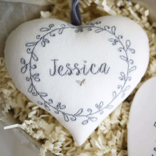 Embroidered Heart Gift with Picture and Coaster for Best Friends
