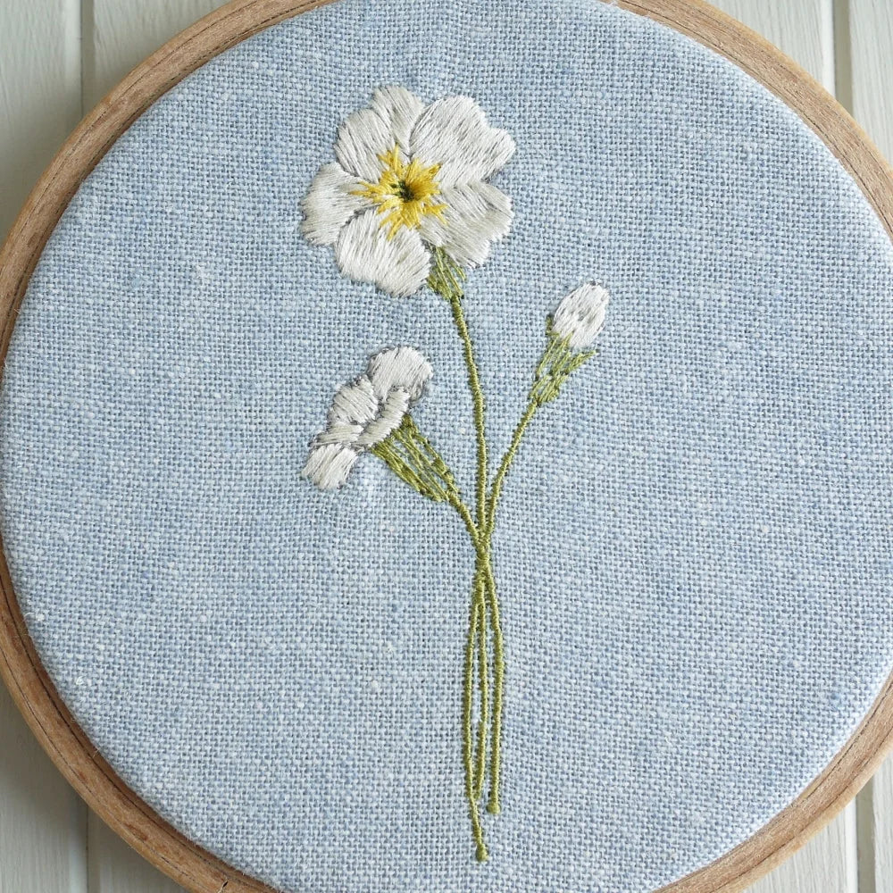 Primrose Flower Embroidered Hoop