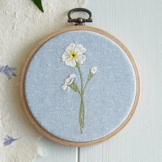 Primrose Flower Embroidered Hoop