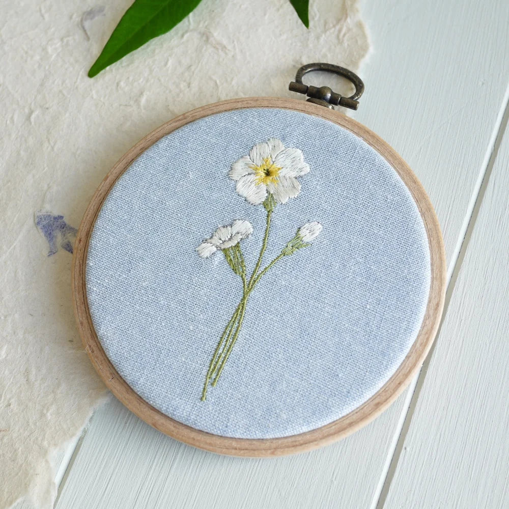 Primrose Flower Embroidered Hoop