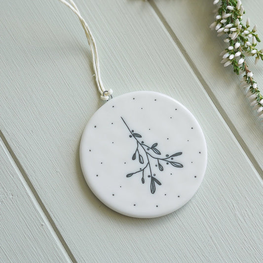 Flat Porcelain Bauble - Peace & Joy