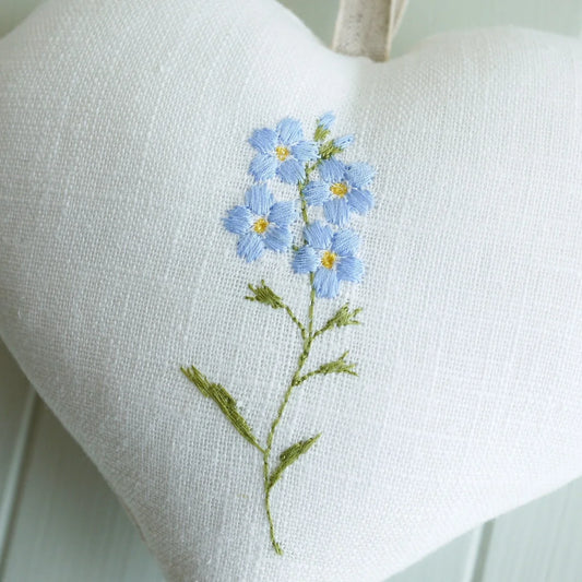 Forget Me Not Themed Embroidered Heart Gift