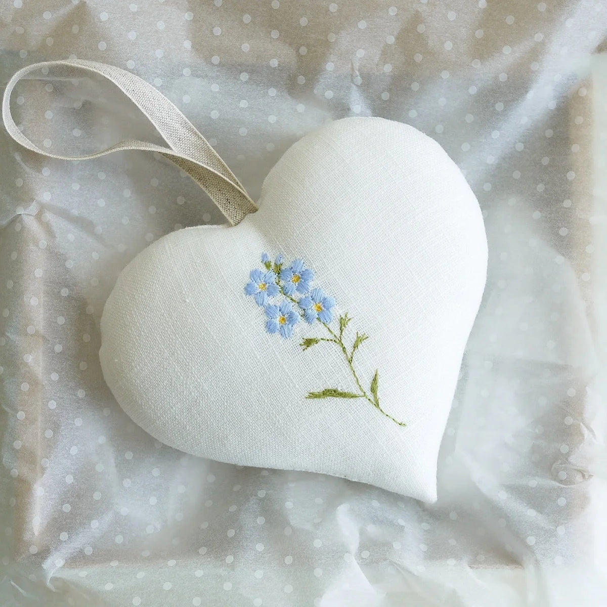 Forget Me Not Themed Embroidered Heart Gift