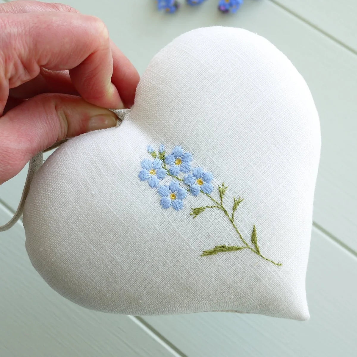 Forget Me Not Themed Embroidered Heart Gift