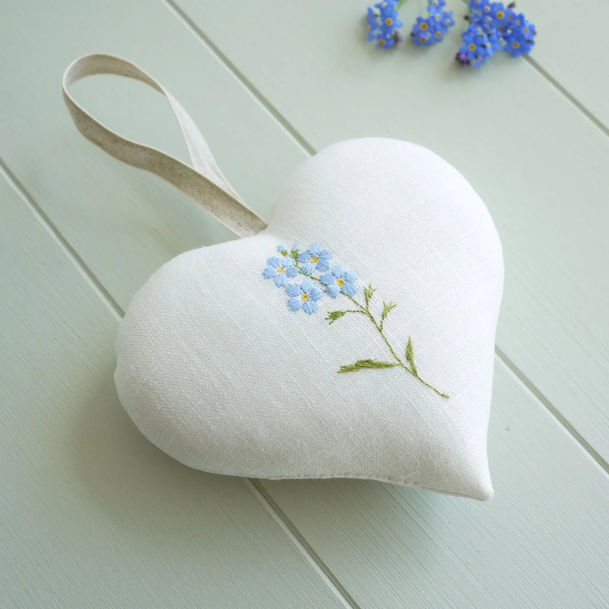 Forget Me Not Themed Embroidered Heart Gift