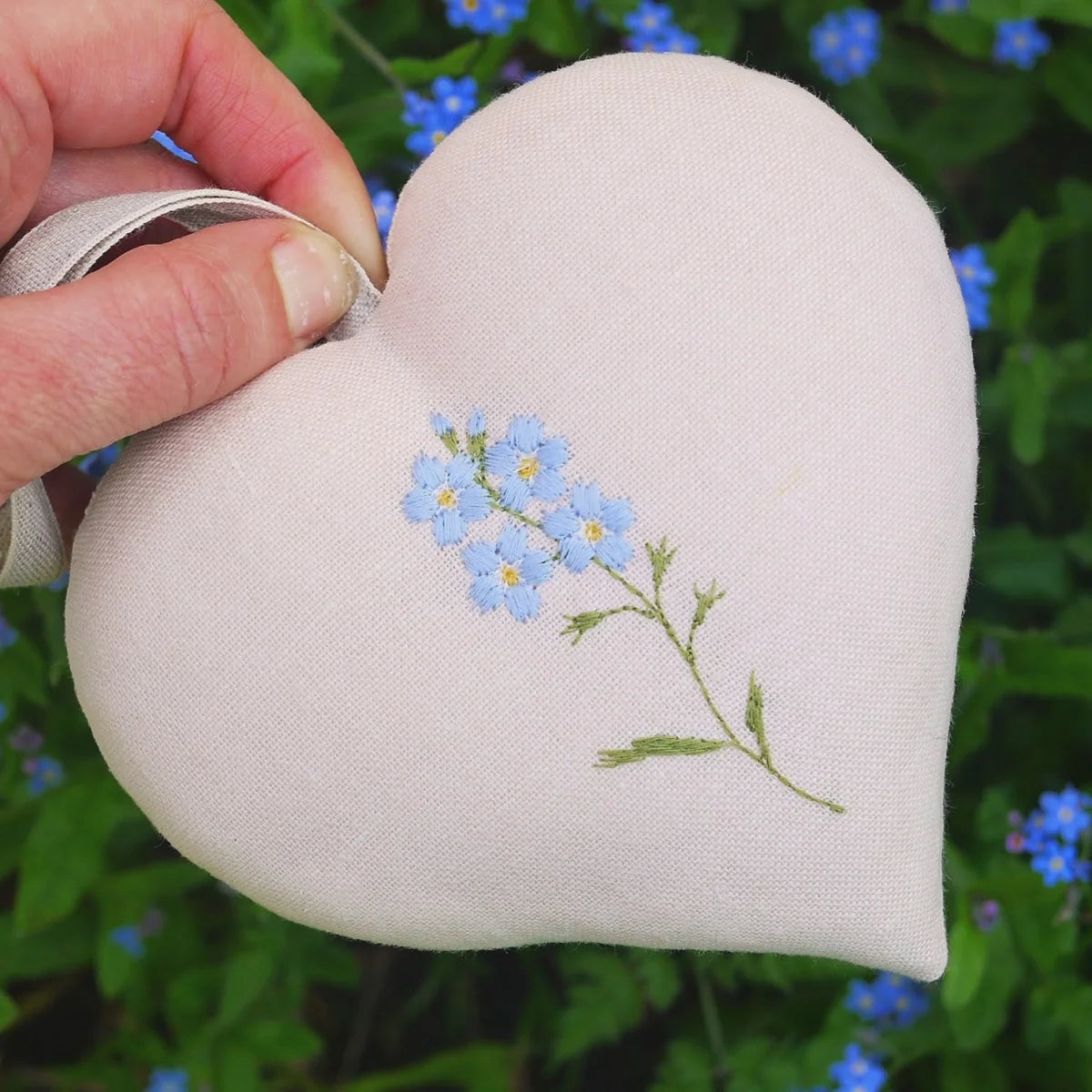 Forget Me Not Themed Embroidered Heart