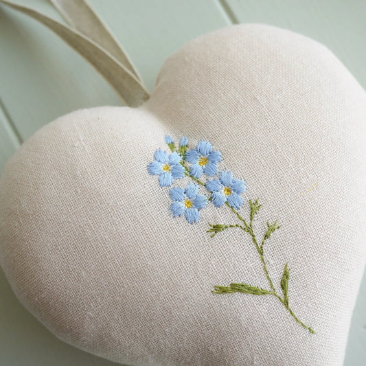Forget Me Not Themed Embroidered Heart