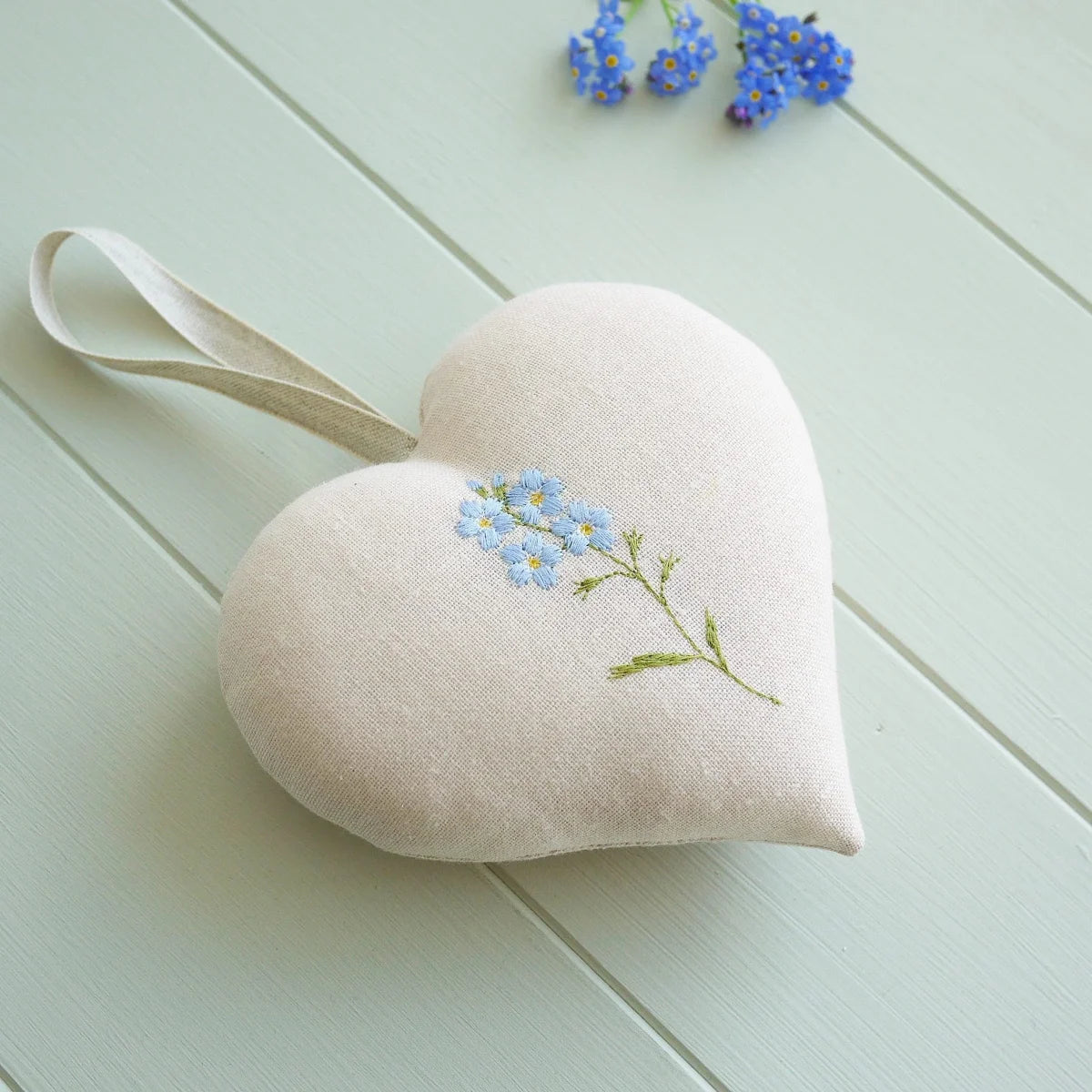 Forget Me Not Themed Embroidered Heart