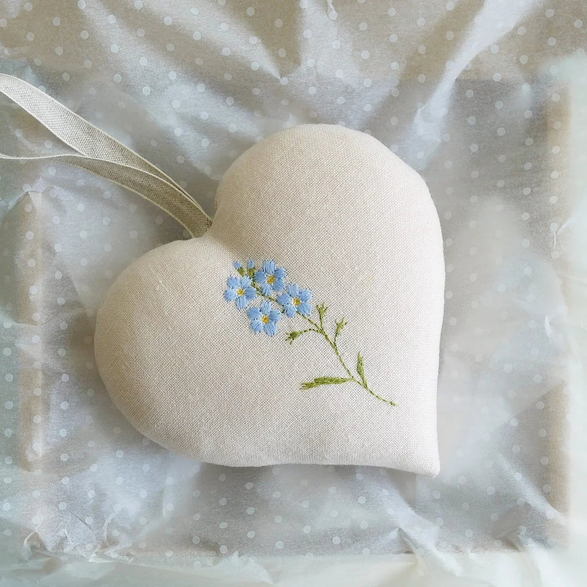 Forget Me Not Themed Embroidered Heart