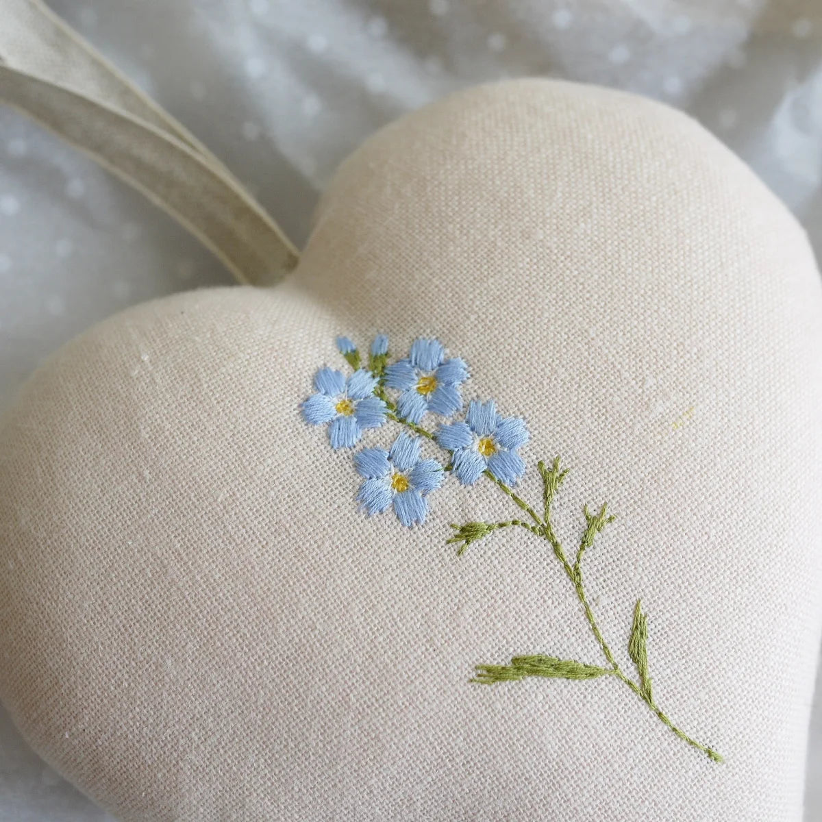 Forget Me Not Themed Embroidered Heart