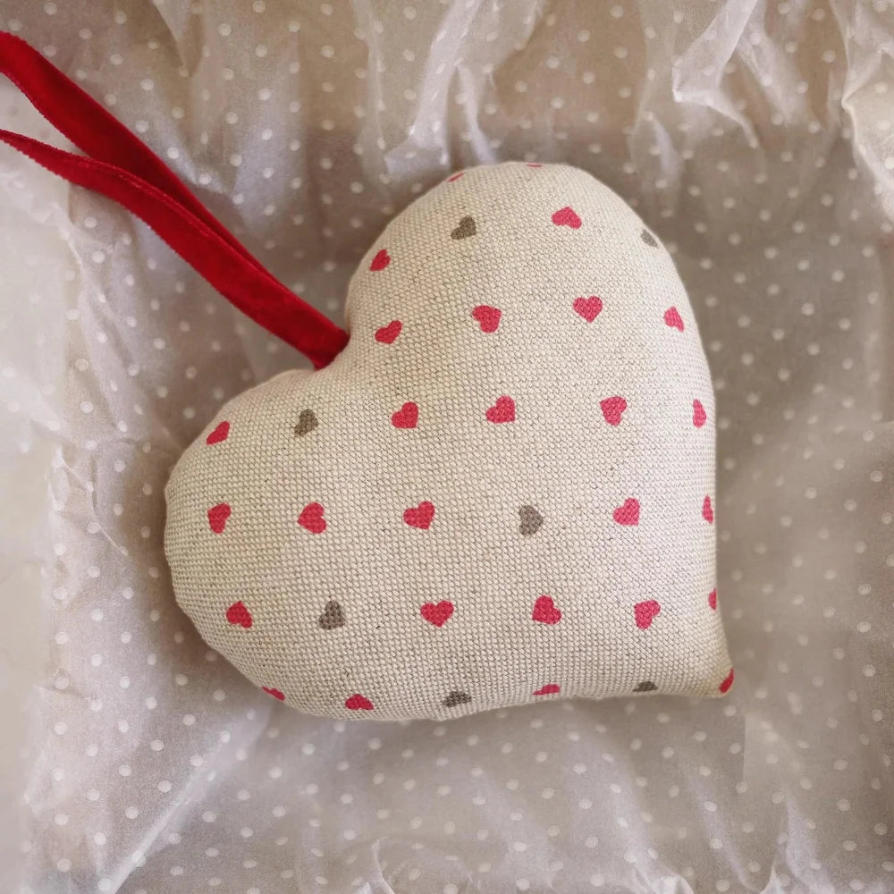 Linen Gift Heart Personalised With Embroidered Message