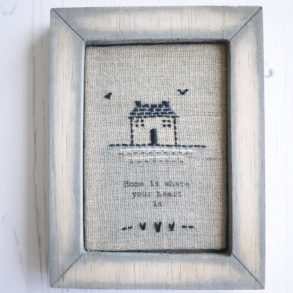 Housewarming Gift Embroidered Heart and Picture Set