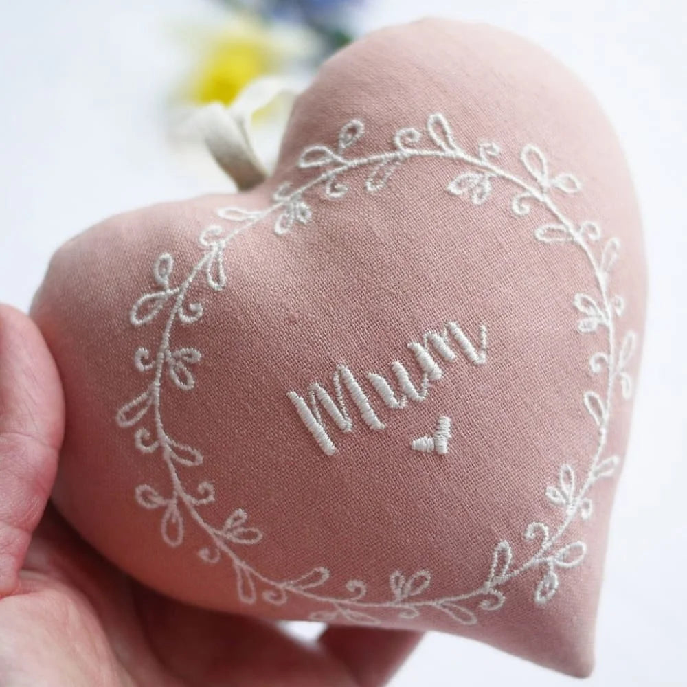 Personalised Embroidered Mothers Day Gift Heart Set
