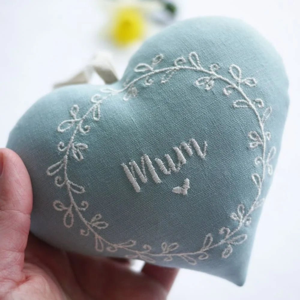 Personalised Embroidered Mothers Day Gift Heart Set