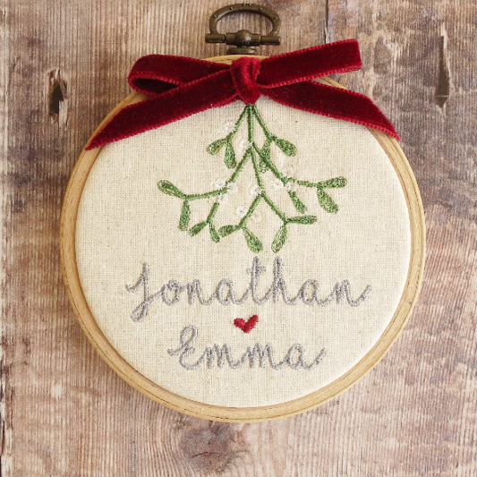 Personalised Embroidered Christmas Tree Decoration for Couple