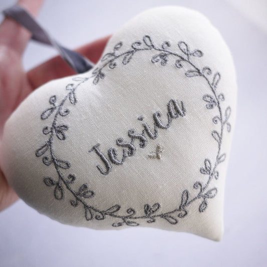 Personalised Embroidered Heart Gift - Add Custom Name