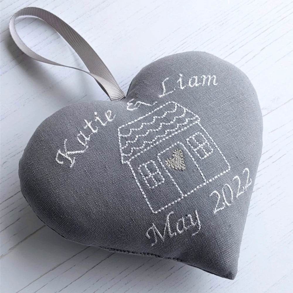 Personalised Embroidered Heart Keepsake Housewarming Gift